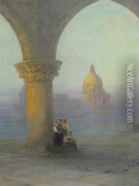The Doges Loggia, Venice At Dawn Oil Painting - Sydney Herbert
