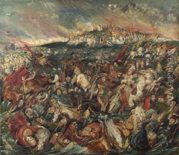 La Bataille D'austerlitz Oil Painting - Henry de Groux