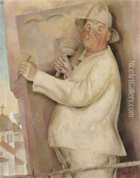 Portrait De Nemisio Brazzola, Tailleur De Pierre Oil Painting - Alice Bailly