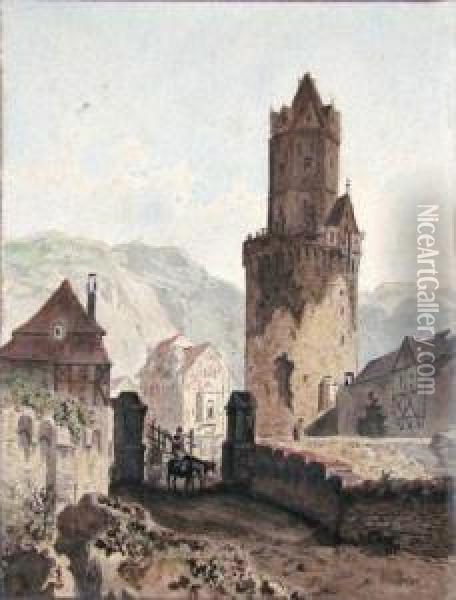 Der Runde Turm Zu Andernach Oil Painting - Friedrich Perlberg