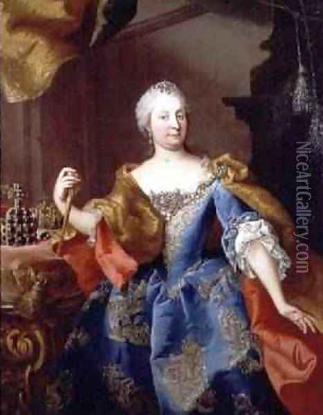Portrait of Empress Maria Theresa of Austria Oil Painting - Martin II Mytens or Meytens