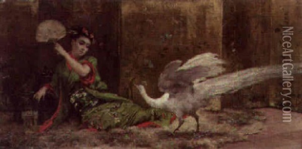 Une Japonaise Oil Painting - Georges Jules Victor Clairin