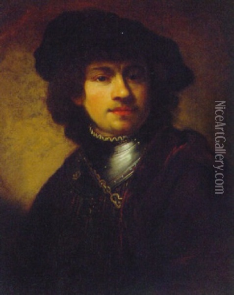 Portrait Of The Artist, In A Black Cap Oil Painting -  Rembrandt van Rijn