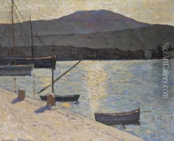 Port Au Soleil Couchant Oil Painting - Alexandre Altmann