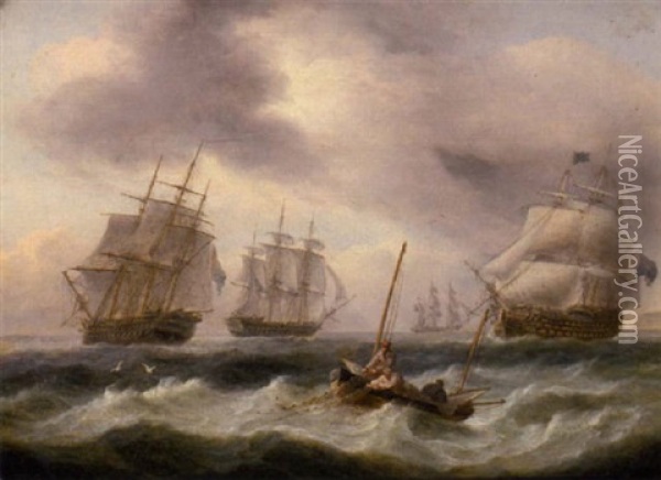 Hauling In The Nets Oil Painting - Thomas Luny