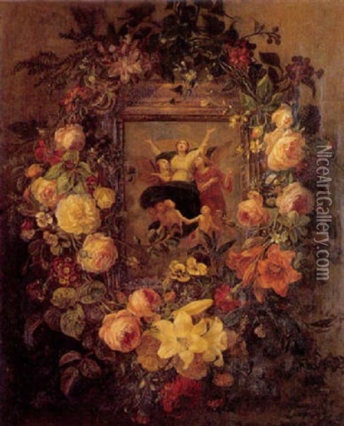 Madonne A La Couronne De Fleurs Oil Painting - Etienne Adolph Piot