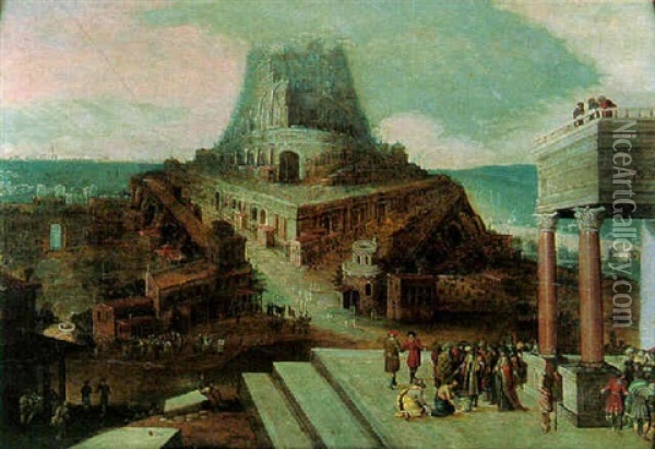 La Construction De La Tour De Babel Oil Painting - Hendrick van Cleve III