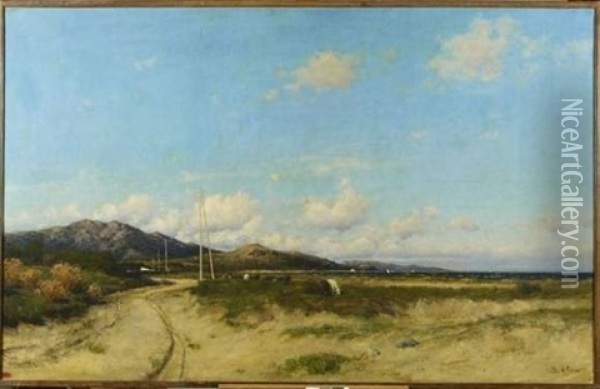 La Plage De Saint Florent, En Corse Oil Painting - Jean Baptiste Olive