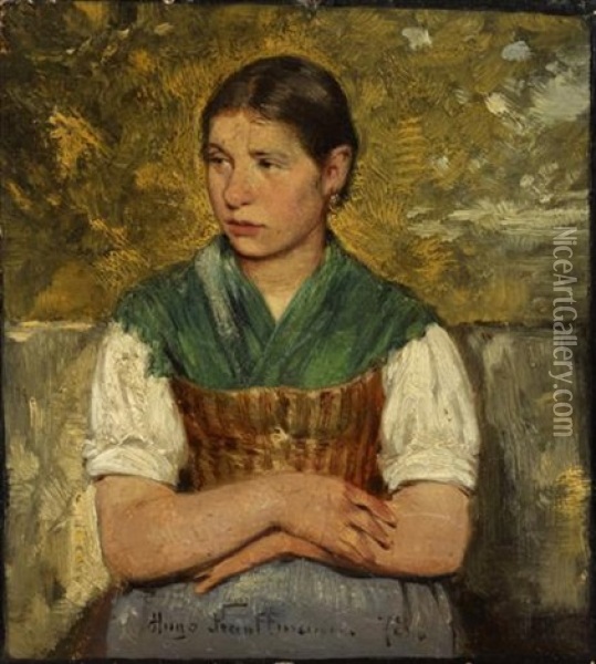 Seated Maiden Oil Painting - Hugo Wilhelm Kauffmann
