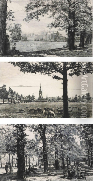 Hyde Park: The Albert Memorial And Rotten Row Oil Painting - Tristram Ellis