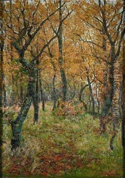 Herbstliches Waldinneres Oil Painting - Friedrich Wachenhusen