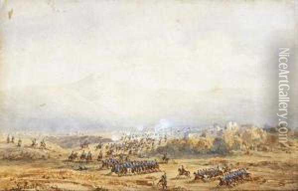 Scene De Bataille En Algerie Oil Painting - Gaspard Gobaut