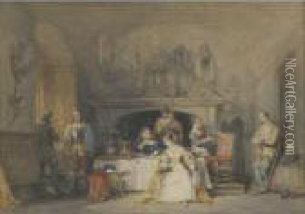 The Court Dinner Oil Painting - Sir John Gilbert