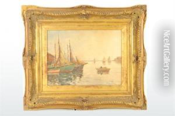 Rhode Island Fishing Boats Oil Painting - William Ward, Jr.