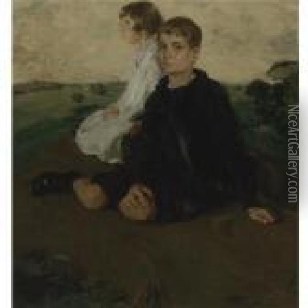 Portrait Of The Children Of General John A. Logan Oil Painting - William Nicholson