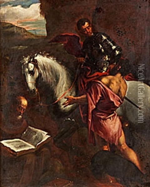 St. Martin Och Tiggaren Oil Painting - Jacopo dal Ponte Bassano