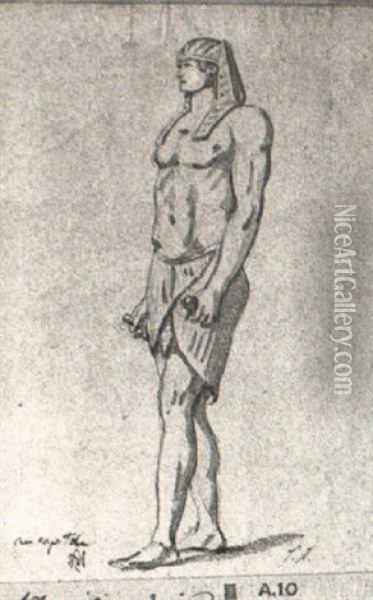 Figure D'egyptien D'apres Une Sculpture Du Capitole Oil Painting - Jacques-Louis David