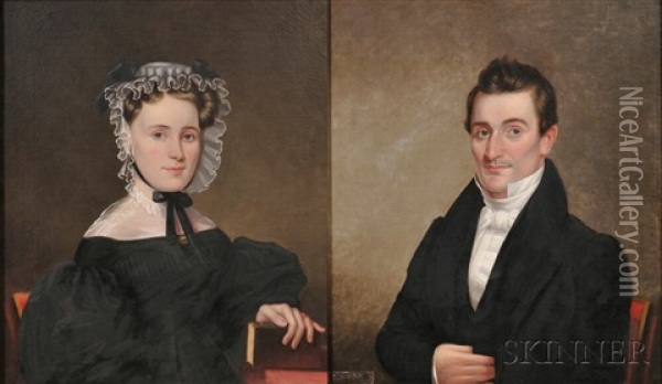 Portraits Of Robert Orrell And His Wife Ann Walsh Dickens Of Providence, Rhode Island (pair) Oil Painting - James Sullivan Lincoln
