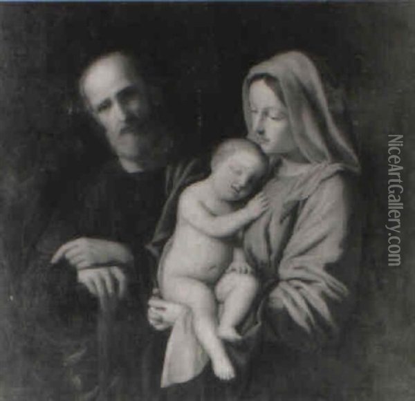 The Holy Family Oil Painting - Giovanni Battista Salvi (Il Sassoferrato)