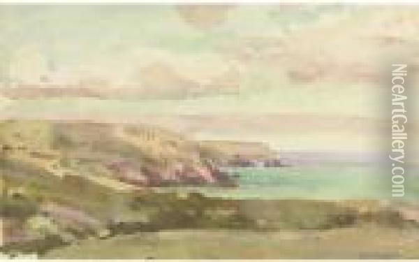 A Cornish Headland Oil Painting - Wilfred Gabriel De Glehn