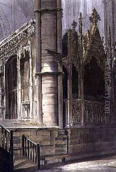 Part of the Screen of Edward the Confessor and the Tomb of Edmund Crouchback Oil Painting - Frederick Mackenzie