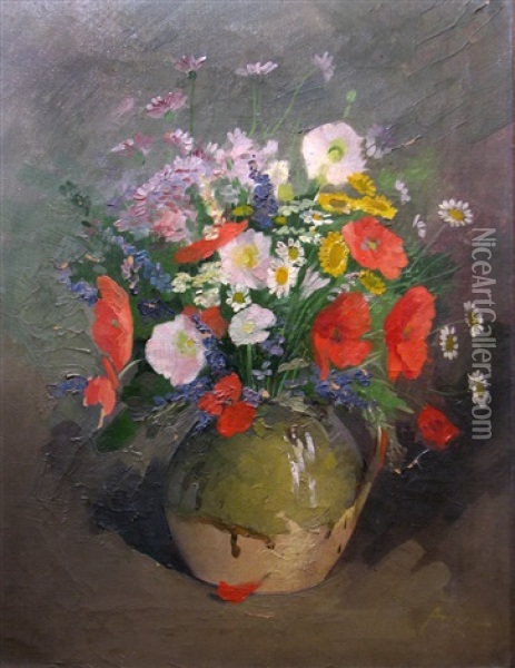 Field Flowers Oil Painting - Nicolae Angelescu