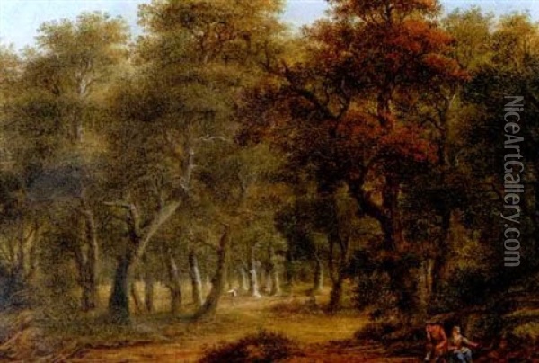Waldlandschaft Mit Rastendem Paar Oil Painting - Franz Joseph Manskirch
