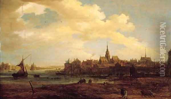 A view of a town by a river Oil Painting - Frans de Momper