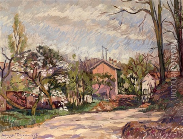 Village Landscape Oil Painting - Georges Cherkesov