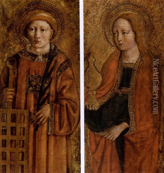 Der Heilige Laurenz (+ Die Heilige Maria Magdalena; Pair) Oil Painting - Benozzo (Alessio de Lese di Sandro) Gozzoli