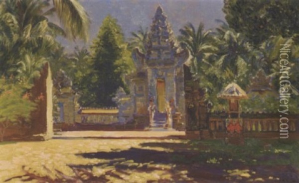 Entrance To A Temple Complex Oil Painting - Carel Lodewijk Dake the Younger