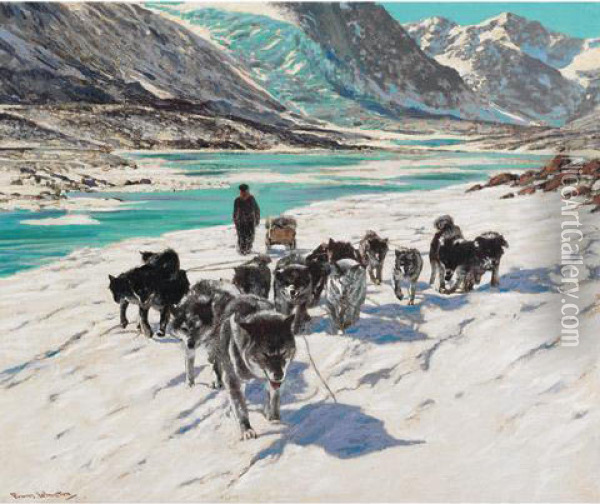 Land Of The Husky Oil Painting - Franz Hans Johnston