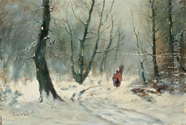 Winterwald Mit Mutter Und Kind Oil Painting - Louis Apol