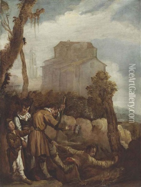 A Parable Of The Blind Oil Painting - Domenico Feti