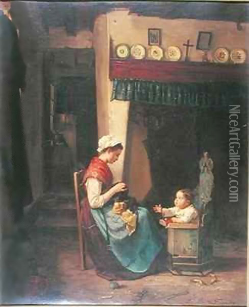 Mother and Child Oil Painting - Louise Becq de Fouquieres