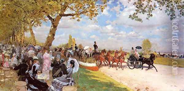 Return from the Races Oil Painting - Giuseppe de Nittis