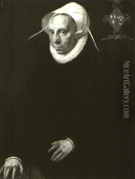 Portrait Of Adriana Vrancken Paets, Aged 64 Oil Painting - Isaac Claesz van Swanenburgh