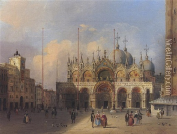 Ansicht Des Markusplatzes In Venedig Oil Painting - Carlo Grubacs