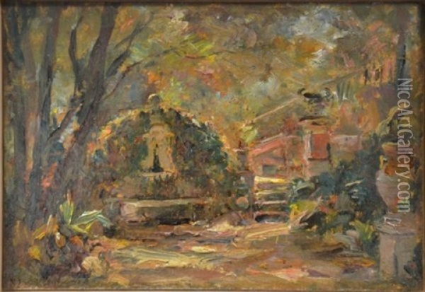 Fontaine Dans Un Jardin Oil Painting - Barthelemy Niollon