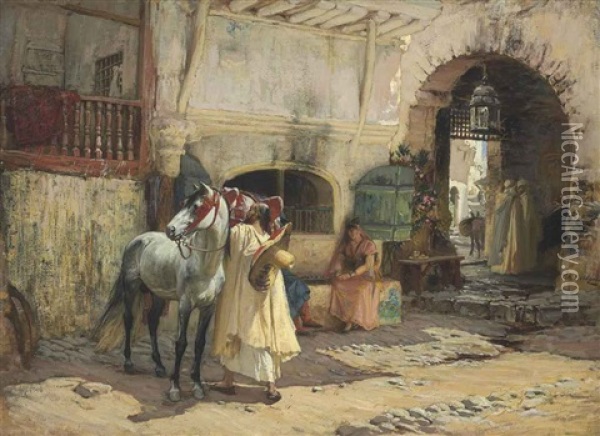 Off For A Ride, Constantine, Algeria Oil Painting - Frederick Arthur Bridgman