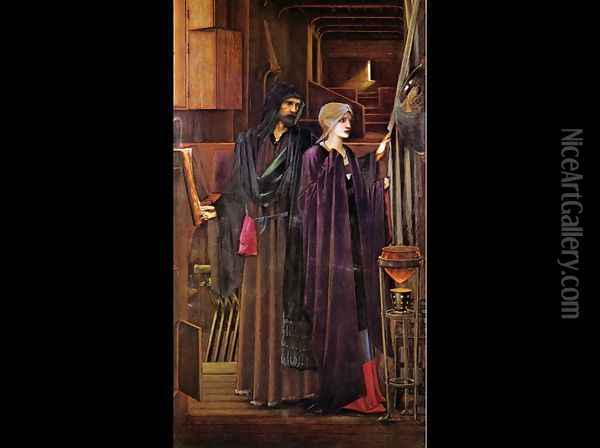 The Wizard Oil Painting - Sir Edward Coley Burne-Jones