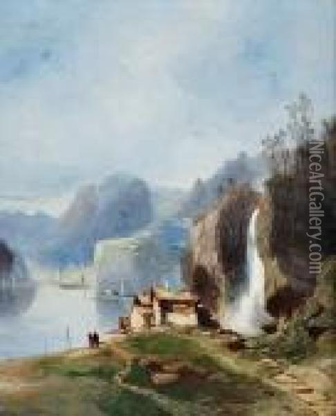 Cascade Oil Painting - Eugene Deshayes