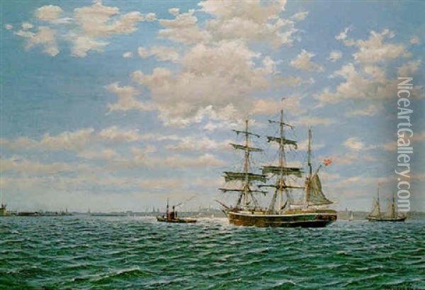 The Entrance To Copenhagen Harbour Oil Painting - Christian Bogo