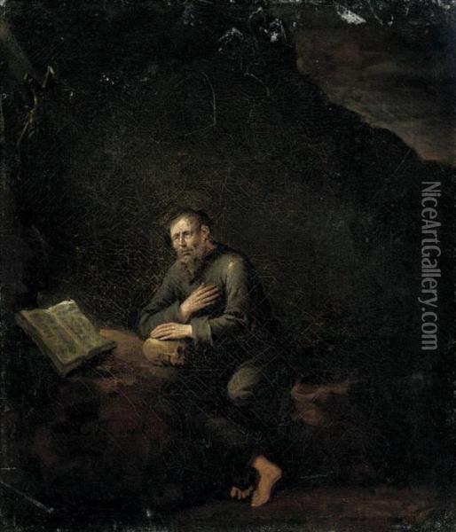 Saint Jerome In The Wilderness Oil Painting - Egbert Jaspersz. van, the Elder Heemskerck