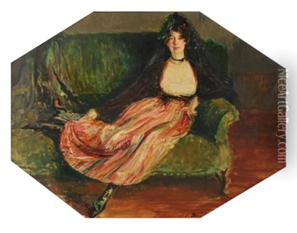 La Princesse Lucien Murat En Costume Goya Oil Painting - Jacques-Emile Blanche