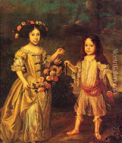 Ritratto Di Due Bambini Di Una Nobile Casa Oil Painting - Nicolaes Maes