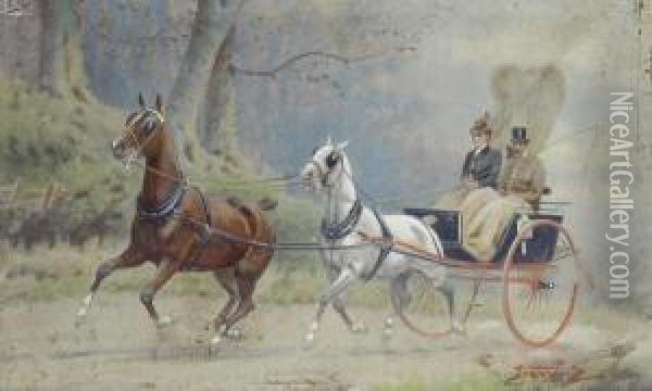 Passeggiata In Carrozza Oil Painting - Alfredo Tominz