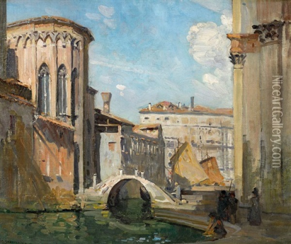 San Gregorio And The Rio Della Salute Oil Painting - Arthur Streeton