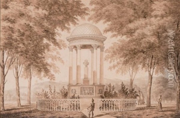 Monument A Louis Xviiieme Oil Painting - Emile Jean Horace Vernet