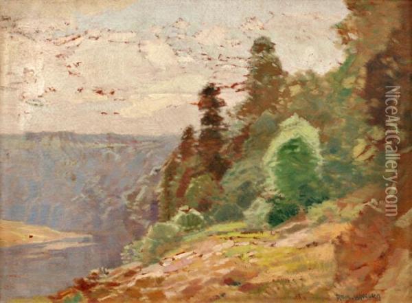 On A Hill Above The River Oil Painting - Roman Havelka